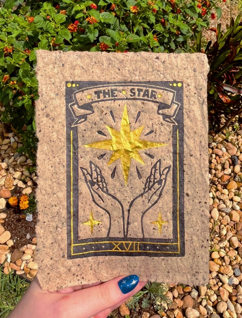 Linocut Stamp Print, The Star XVII
