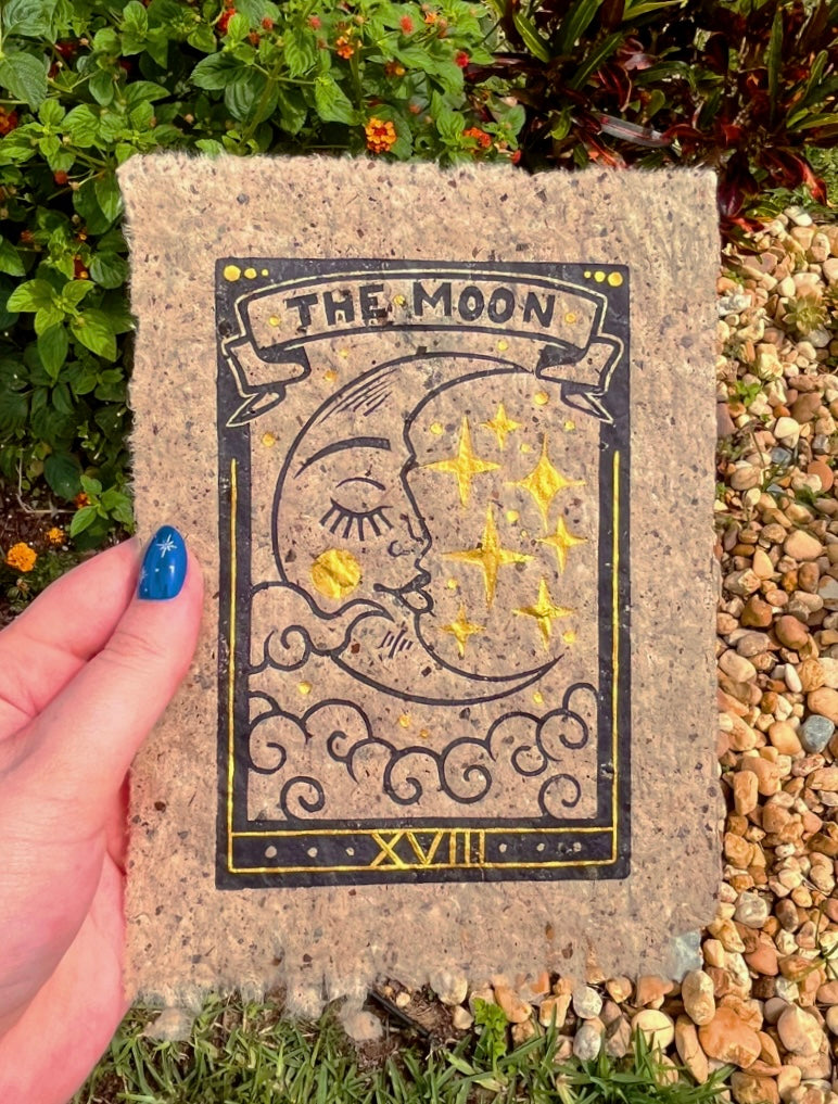 Linocut Stamp Print, The Moon XVIII