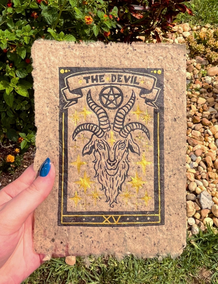 Linocut Stamp Print, The Devil XV