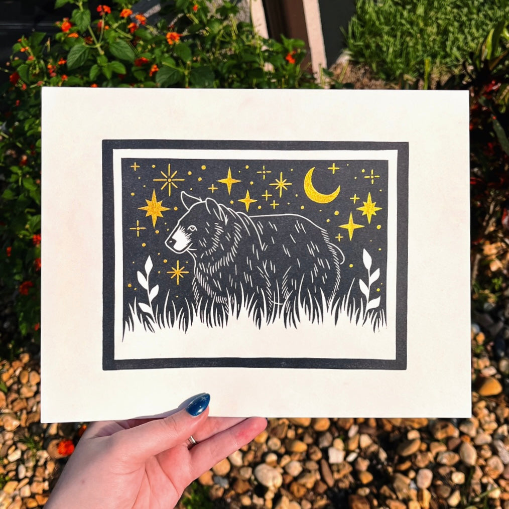 Golden Midnight Bear Print