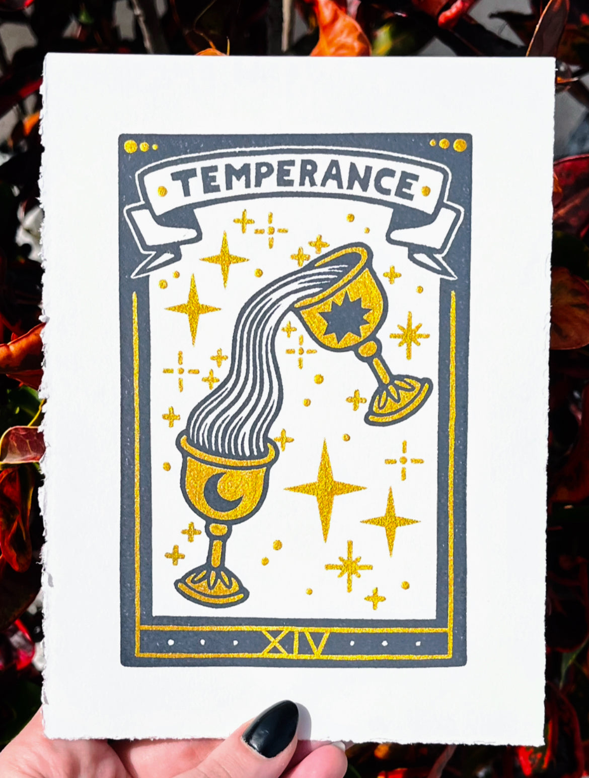 Linocut Stamp Print, Temperance XIV