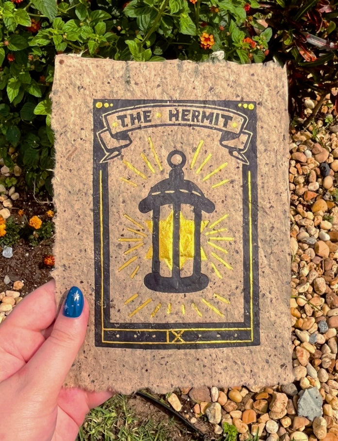Linocut Stamp Print, The Hermit IX