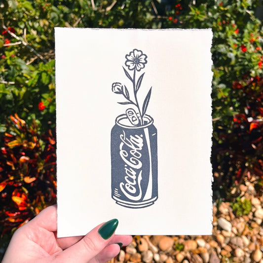 Black Coke Can Vase Print