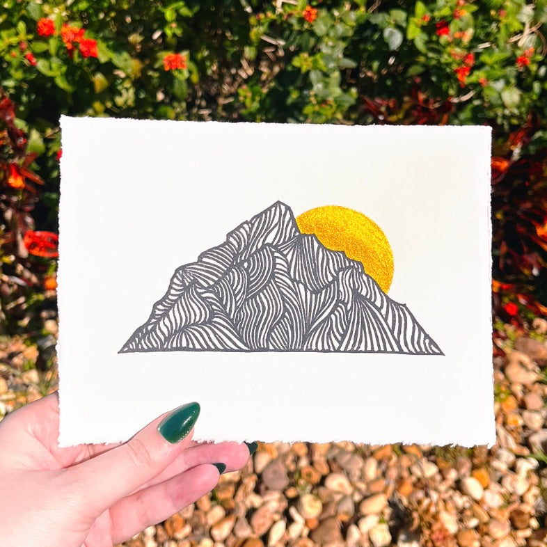 Golden Sunset Mountain Print