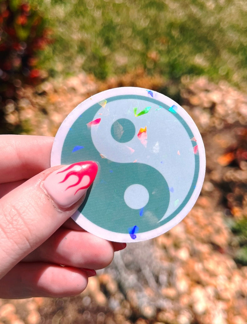 Mint Green Yin and Yang Sticker