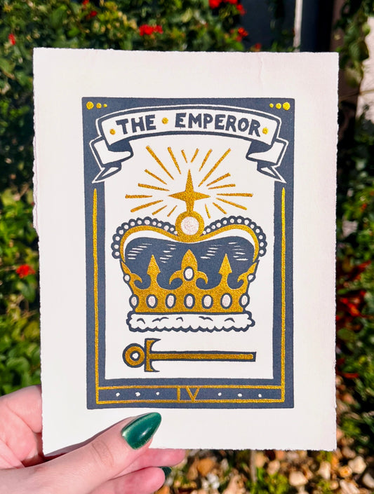 Linocut Stamp Print, The Emperor IV