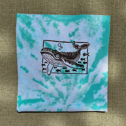Teal Tie Dyed Blue Whale T-Shirt