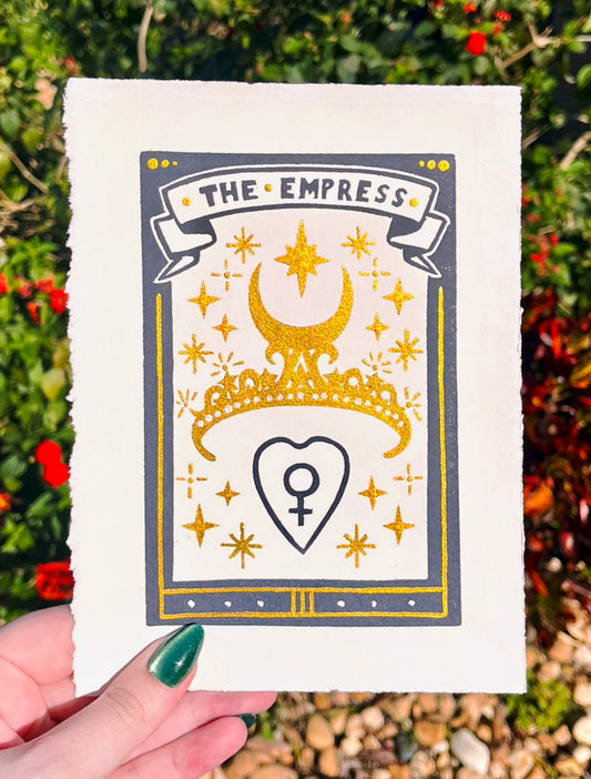 Linocut Stamp Print, The Empress III