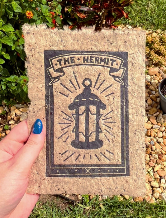 Linocut Stamp Print, The Hermit IX