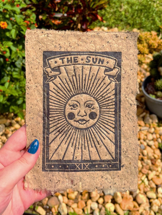 Linocut Stamp Print, The Sun XIX