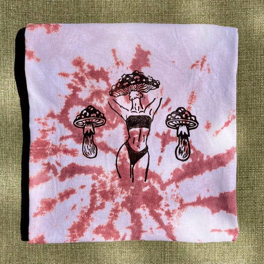 Brown Tie Dyed Mushroom Girl T-Shirt