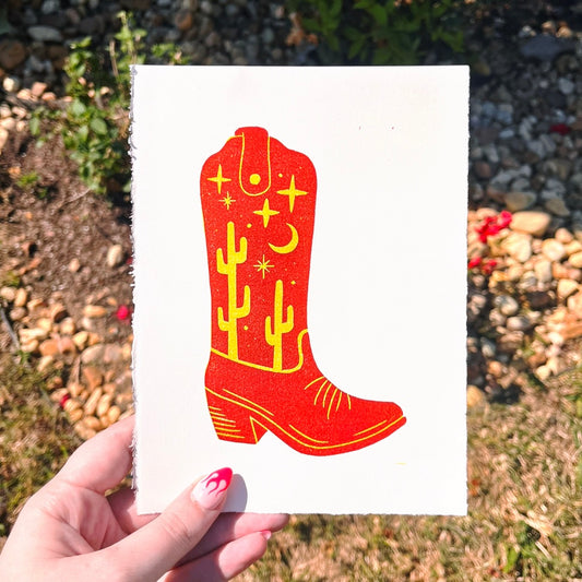 Red and Yellow Desert Boots Print