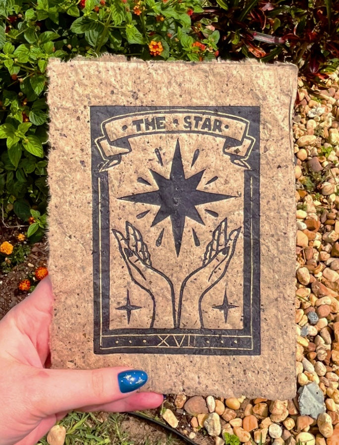 Linocut Stamp Print, The Star XVII