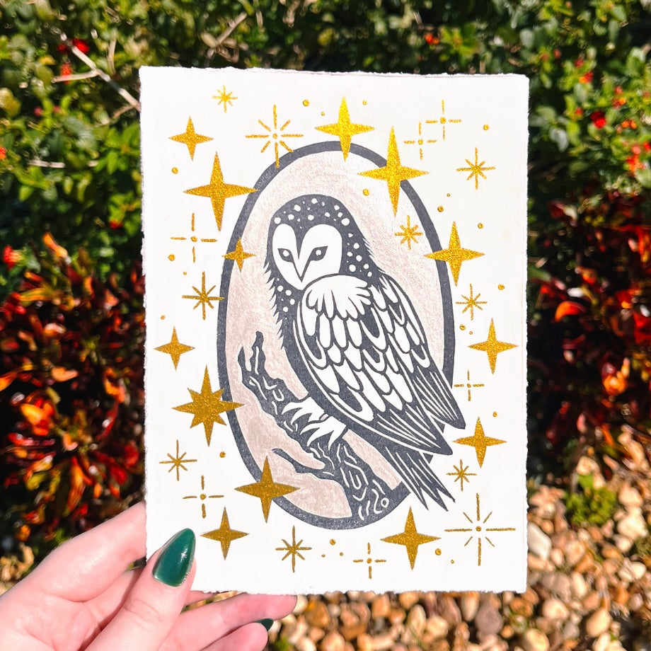 Golden Barn Owl Print