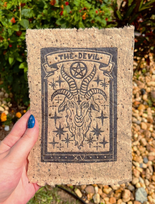 Linocut Stamp Print, The Devil XV