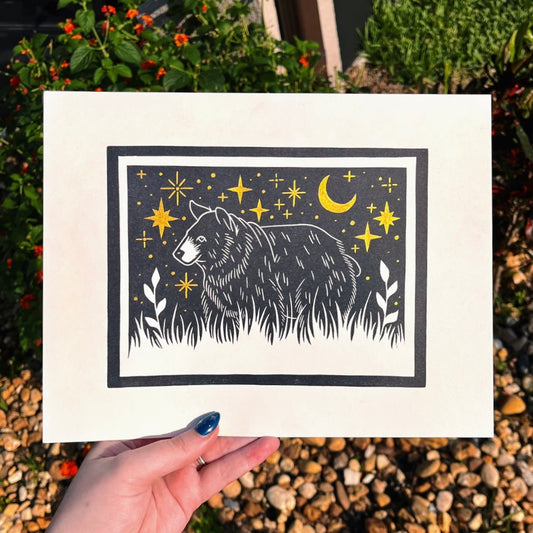 Golden Midnight Bear Print