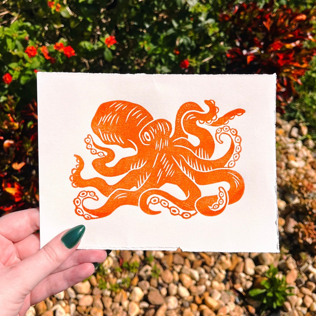 Orange Octopus Print