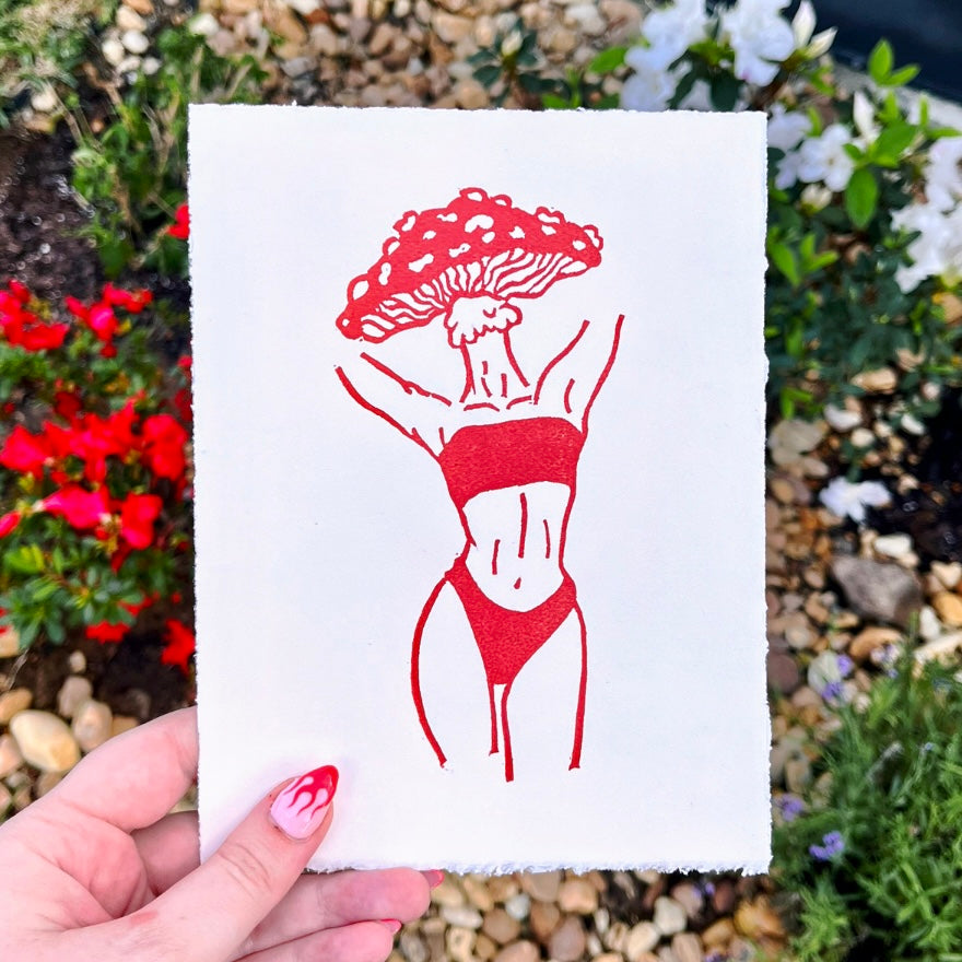 Red Mushroom Girl Print