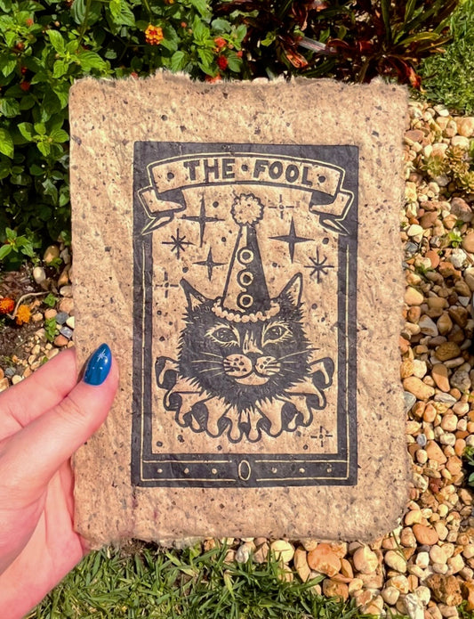 Linocut Stamp Print, The Fool 0