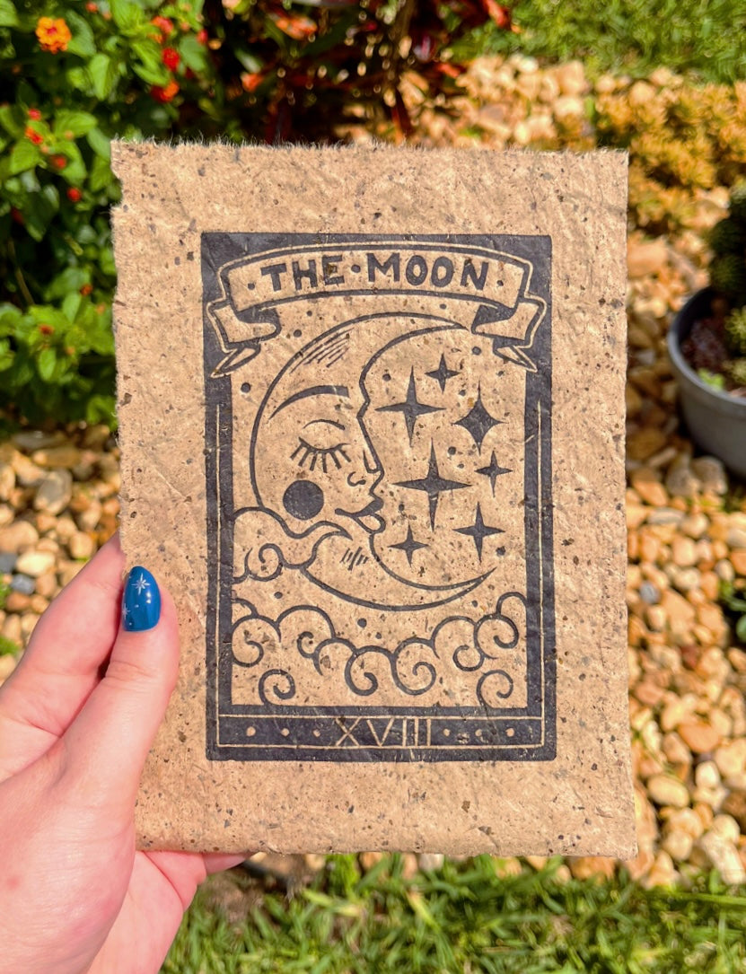 Linocut Stamp Print, The Moon XVIII