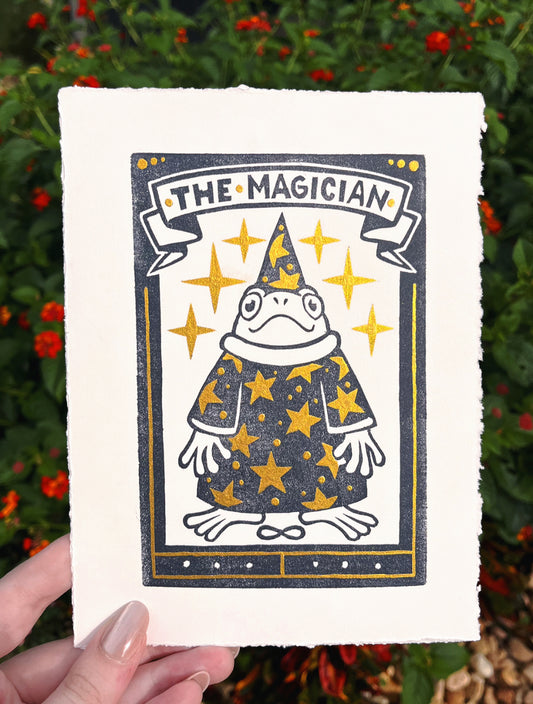 Linocut Stamp Print, The Magician I