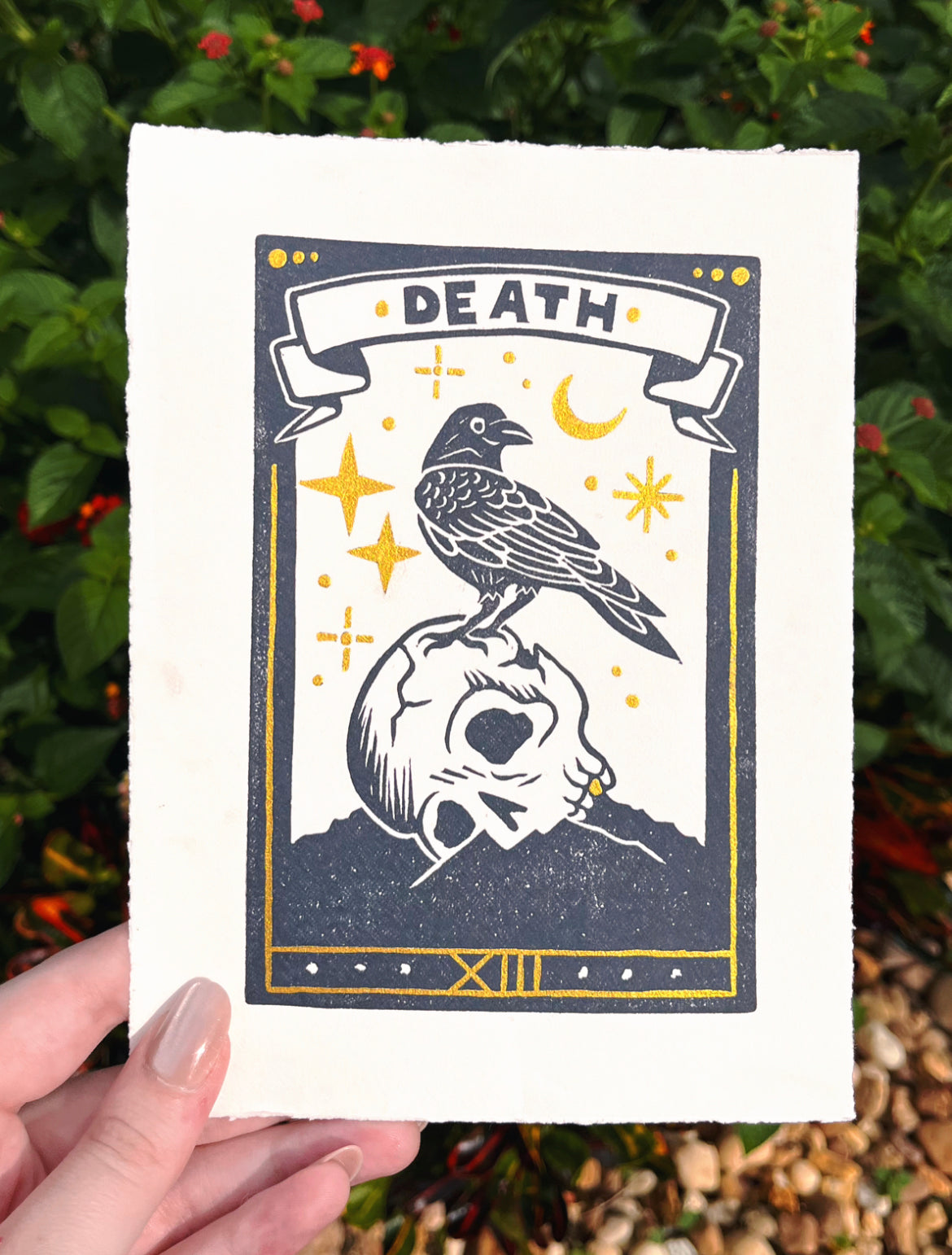 Death Linocut Linocut Stamp Print, Death XIII – CalliLaneCreated