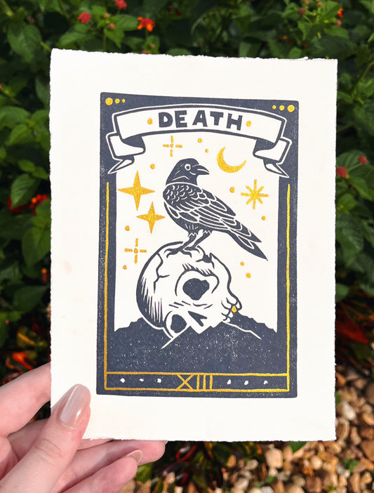 Linocut Stamp Print, Death XIII