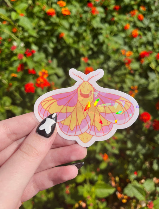 Pink Luna Moth Sticker